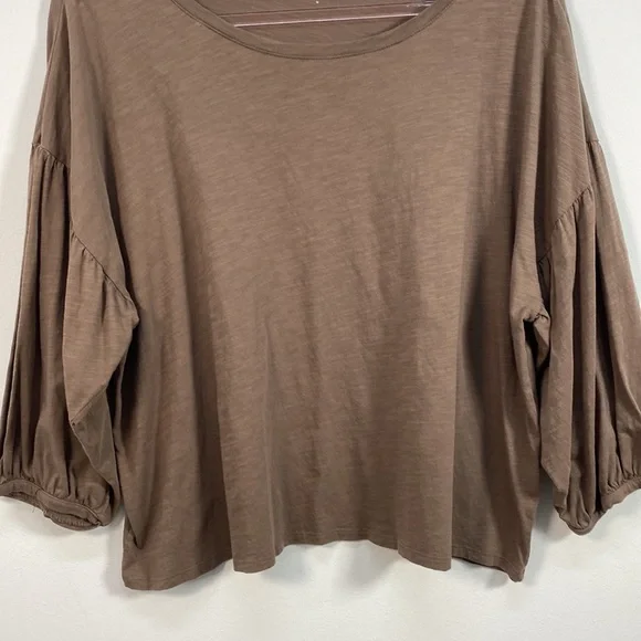 Garnett Hill Organic Pima Cotton Boxy Cut Top Cropped Balloon Sleeve Women's M - Picture 4 of 10
